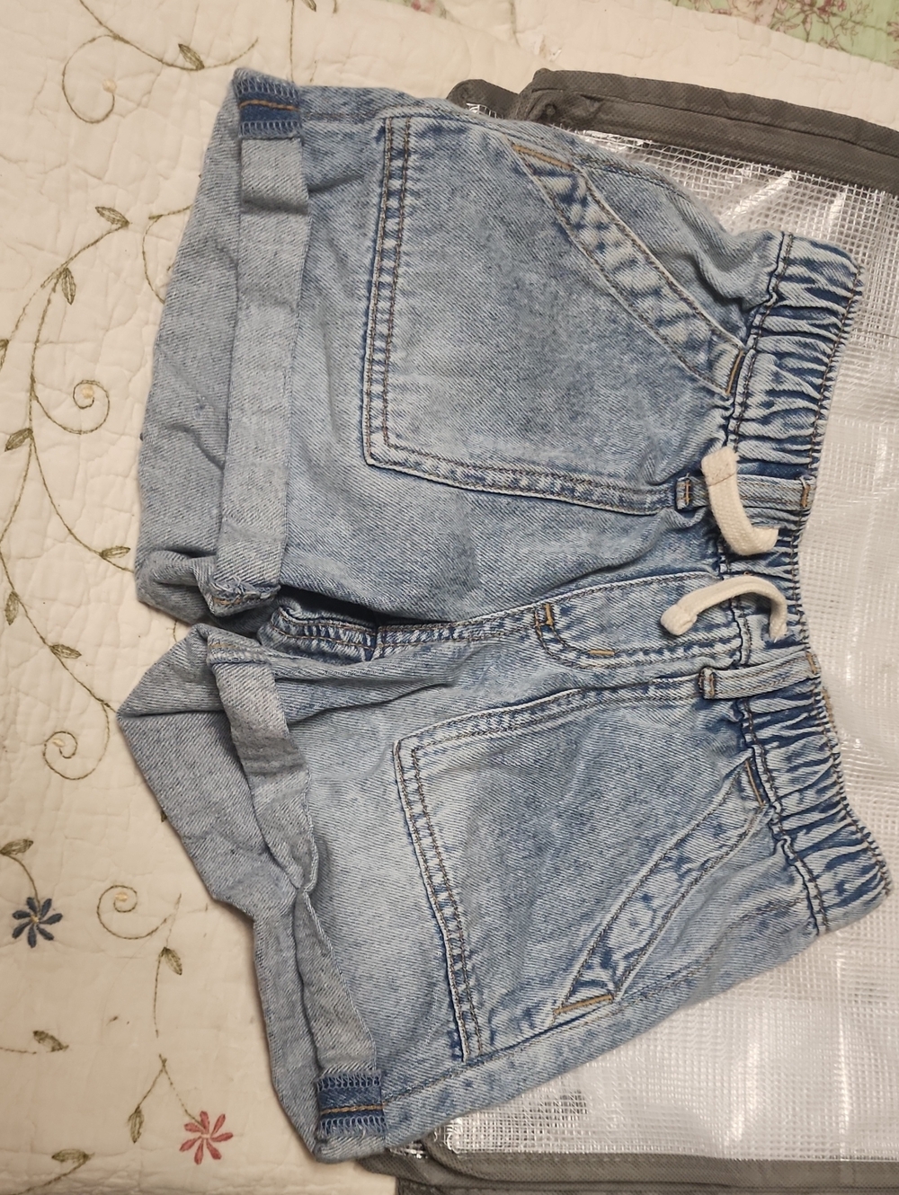 Casual Drawstring Light Blue Denim Girl's Shorts Size 7